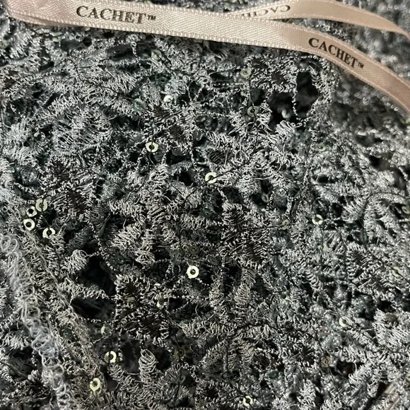 Cachet Light Metallic Blue Lace Sequin Size Small - Picture 7 of 11